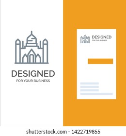 Aurangabad Fort, Bangladesh, Dhaka, Lalbagh Grey Logo Design and Business Card Template