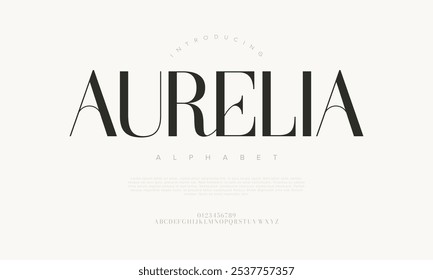 Aurelia typography beauty fashion elegante minimalista serif italic Fuentes decorativas boda vintage retro logos. Logotipo de alfabeto de fuente de lujo mínimo. Ilustración vectorial