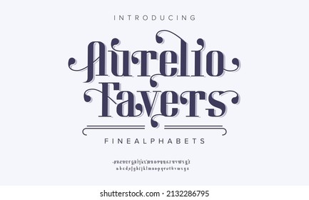 Aurelio abstract wedding alphabet. Elegant, luxury, vintage typography. Vector fonts