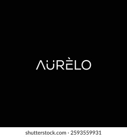 AURELO Modern typography Logo design with black background.
