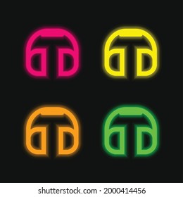 Auricular Of Big Size four color glowing neon vector icon