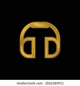 Auricular Of Big Size gold plated metalic icon or logo vector