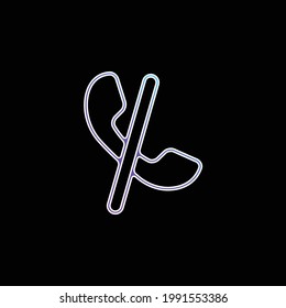 Auricular Blocked Call Sign With A Slash blue gradient vector icon