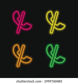 Auricular Blocked Call Sign With A Slash four color glowing neon vector icon