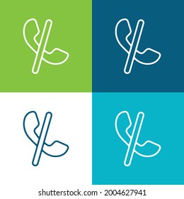 Auricular Blocked Call Sign With A Slash Flat four color minimal icon set