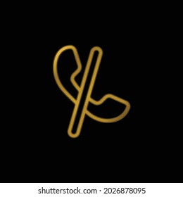 Auricular Blocked Call Sign With A Slash gold plated metalic icon or logo vector