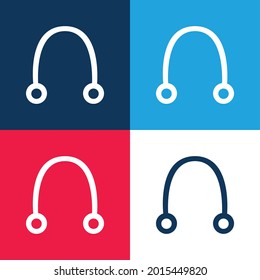 Auricular blue and red four color minimal icon set