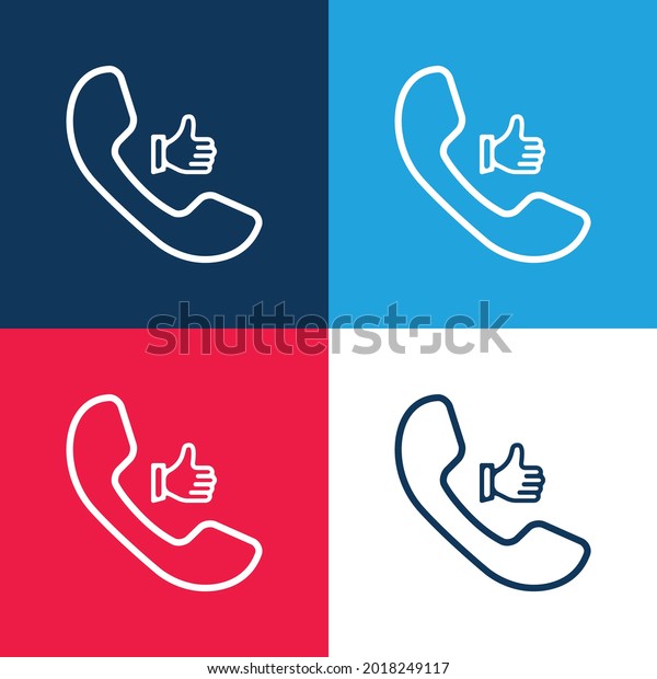 Auricular Call Symbol Thumb Blue Red Stock Vector Royalty Free