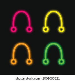 Auricular four color glowing neon vector icon