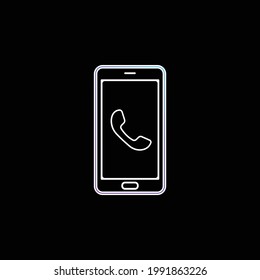 Auricular On Phone Screen blue gradient vector icon