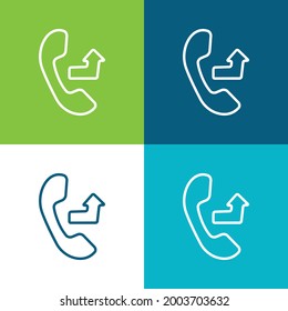 Auricular With An Outgoing Arrow Sign Flat four color minimal icon set