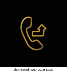 Auricular With An Outgoing Arrow Sign gold plated metalic icon or logo vector