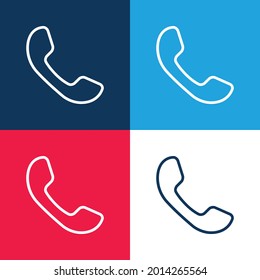 Auricular Of Phone blue and red four color minimal icon set