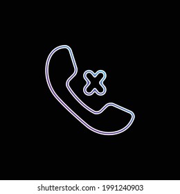 Auricular Of Phone And Cross Sign Outlines blue gradient vector icon