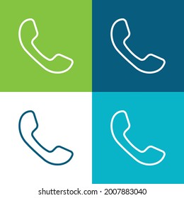 Auricular Of Phone Flat four color minimal icon set