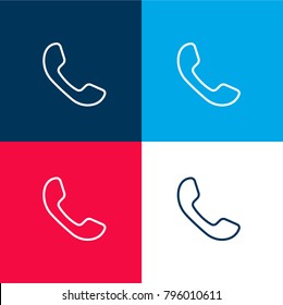 Auricular of phone four color material and minimal icon logo set in red and blue