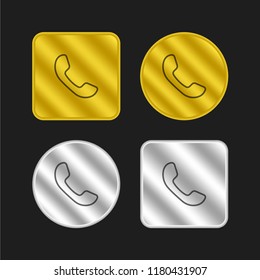 Auricular of phone gold and silver metallic coin logo icon design