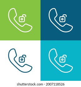 Auricular Phone Unlocked Flat four color minimal icon set