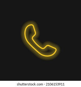 Auricular Of Phone yellow glowing neon icon