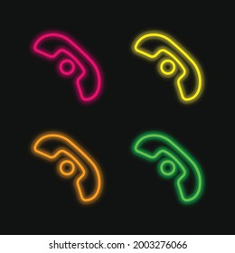 Auricular Sign Outline With A Small Circle four color glowing neon vector icon