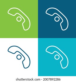 Auricular Sign Outline With A Small Circle Flat four color minimal icon set