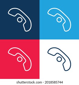 Auricular Sign Outline With A Small Circle blue and red four color minimal icon set