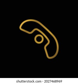 Auricular Sign Outline With A Small Circle gold plated metalic icon or logo vector