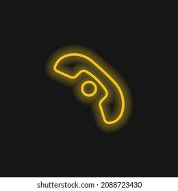 Auricular Sign Outline With A Small Circle yellow glowing neon icon