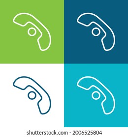 Auricular Of A Telephone With A Dot Interface Symbol Flat four color minimal icon set