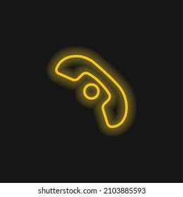 Auricular Of A Telephone With A Dot Interface Symbol yellow glowing neon icon