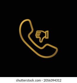 Auricular With Thumb Down Sign gold plated metalic icon or logo vector