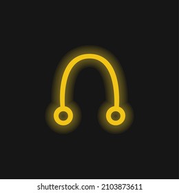 Auricular yellow glowing neon icon