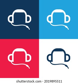 Auriculars blue and red four color minimal icon set