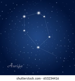 Auriga constellation at starry night sky