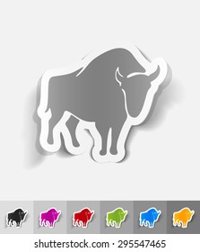 aurochs paper sticker with shadow. Vector illustration