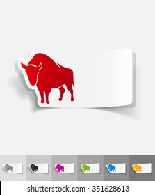 aurochs paper sticker with shadow. Vector illustration