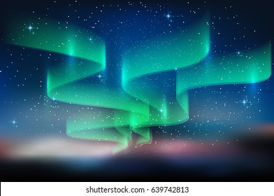 Aurora blue sky and a lot of star in form of milky way, astronomy background, Vector illustration