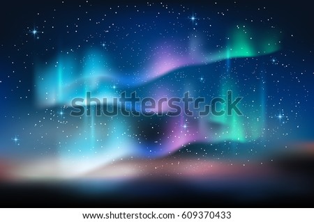 Aurora blue sky and a lot of star in form of milky way, astronomy background, Vector illustration