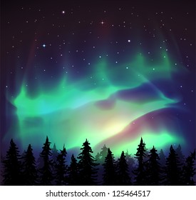 Aurora borealis background - vector illustration.