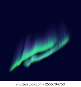 Aurora borealis casting vibrant green and blue lights realistic vector illustration. Night sky natural display 3d object on dark background