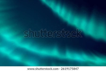 Aurora borealis glowing in starry night sky. Cosmic light waves. Magical and dreamy atmosphere. Northern lights for space or fantasy design. Vector illustration.