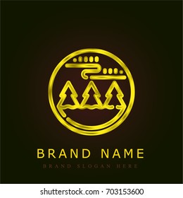 Aurora borealis golden metallic logo