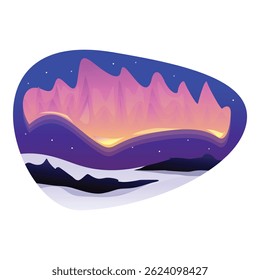 Aurora borealis illuminating a snowy mountain landscape