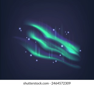 Aurora Borealis Or Northern Lights, Featuring Vibrant Shades Of Green And Blue At Dark Night Sky