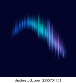 Aurora borealis painting night sky with vibrant hues realistic vector illustration. Breathtaking natural spectacle 3d object on dark background