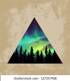 Aurora borealis triangle background - vector illustration.