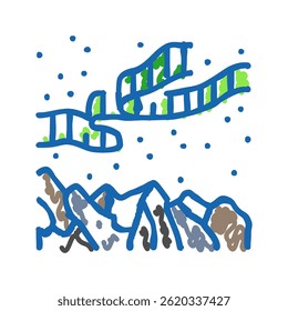 Aurora Borealis Weer Natuurverschijnselen Doodle Icoon Sketch Vector. Aurora Borealis Weer Natuurverschijnselen Teken. Geïsoleerde symbool Illustratie