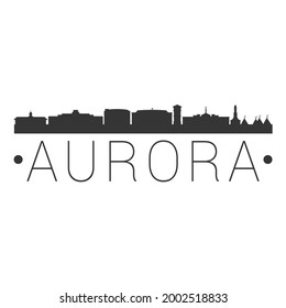 Aurora, CO, USA City Skyline. Silhouette Illustration Clip Art. Travel Design Vector Landmark Famous Monuments.