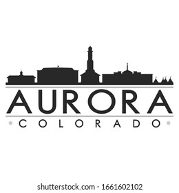 Aurora, CO, USA Skyline Silhouette City. Cityscape Design Vector. Famous Monuments Tourism.