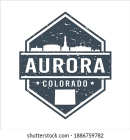 Aurora, CO, USA Travel Stamp Icon. Skyline City Design Tourism Diamond. Vector Illustration Grunge Clip Art Badge.